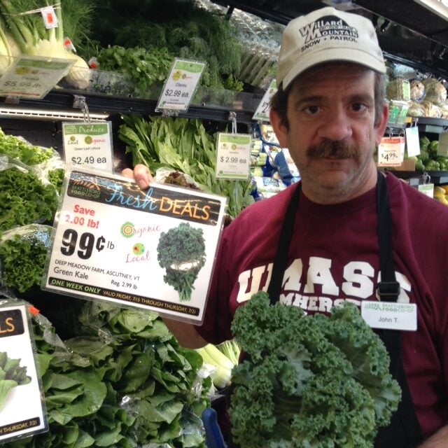 Photo of John T, the produce manager at the brattleboro food co-op