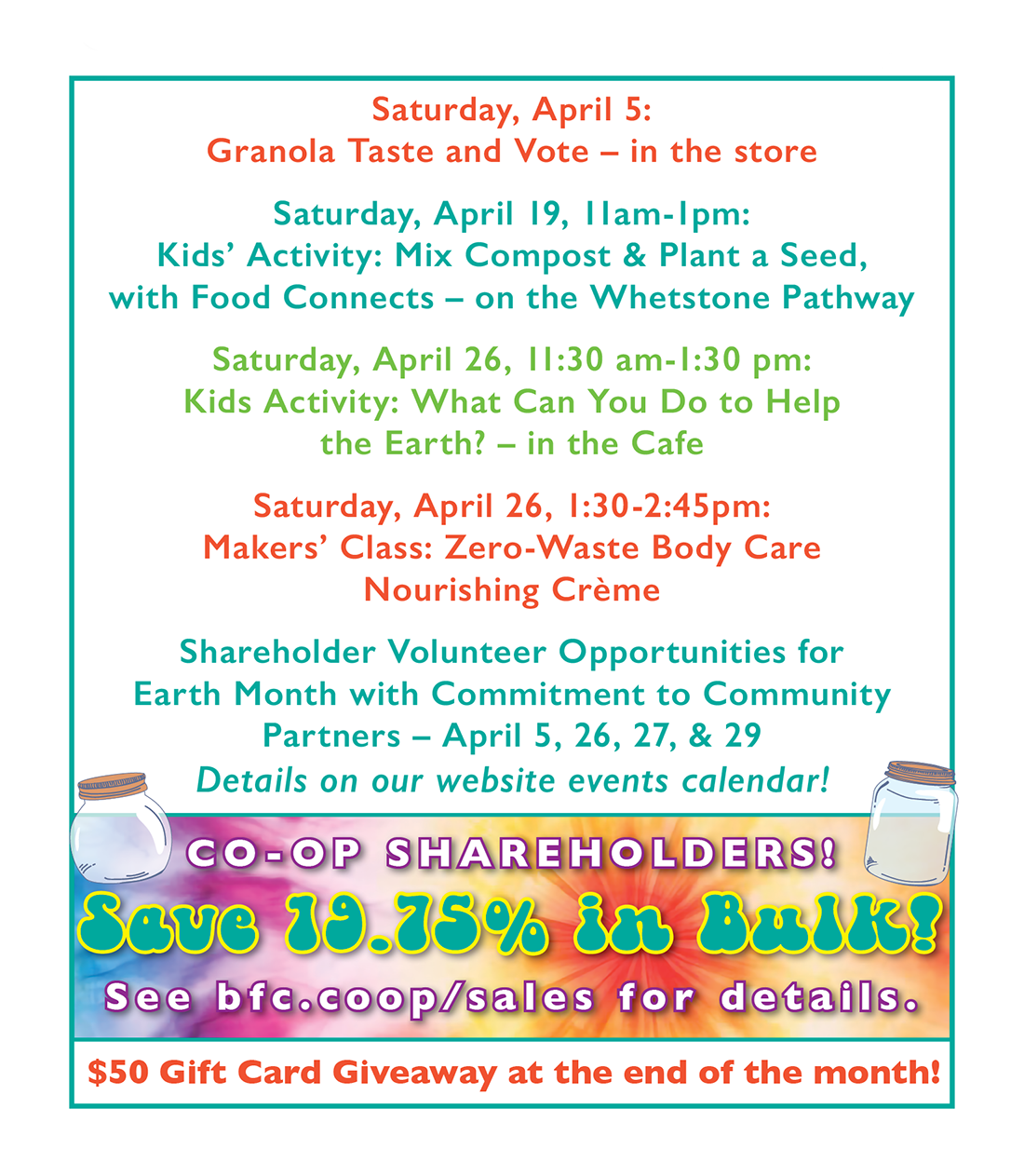 Celebrating 50 Years: April Events! | Brattleboro Food Co-op