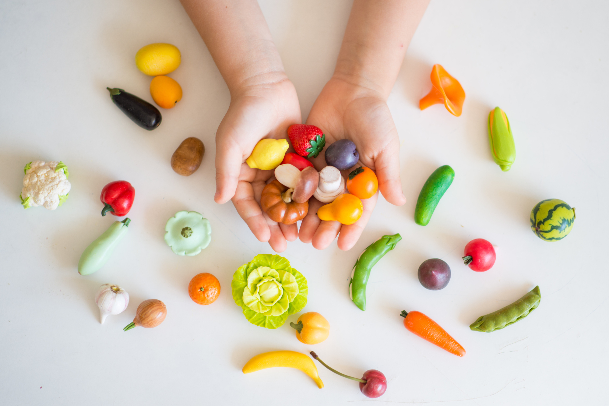 Miniature figures of polymer clay. polymer vegetables.